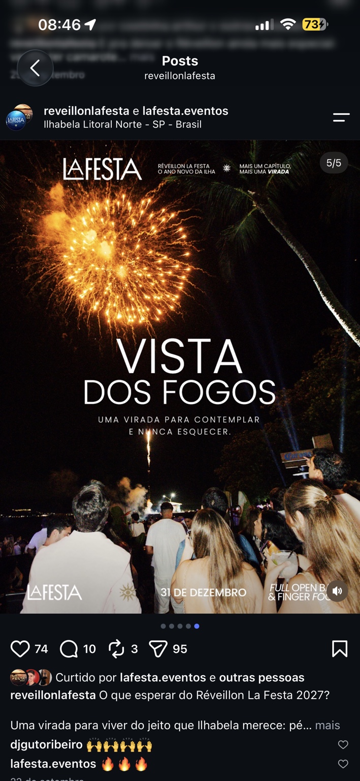 Vista dos fogos — divulgação original da La Festa