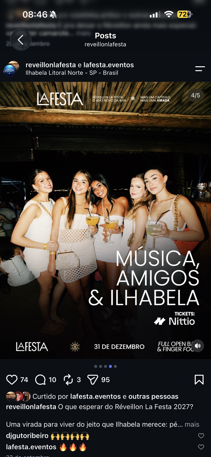 Música, amigos & Ilhabela — divulgação original da La Festa
