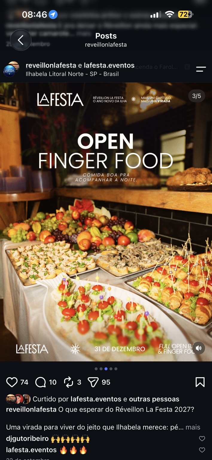Open food · finger food — divulgação original da La Festa
